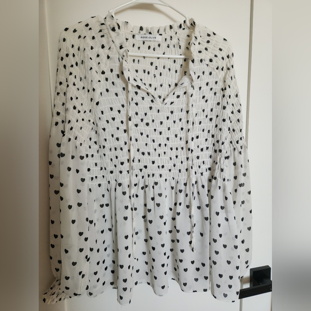 Heart Print Smocked Top